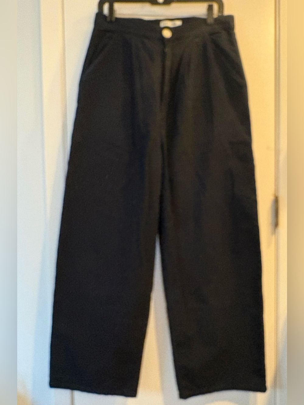 RUDY JUDE Pleated Trousers Pants Womens Black Indigo Size 4 High Rise Wide Leg